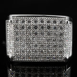 18K White Gold Silver Iced Out Wedding MICROPAVE CZ Pinky Ring - FANATICS365