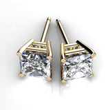 14k Yellow Gold Plated Square Cut Cubic Zirconia Stud Earrings - FANATICS365
