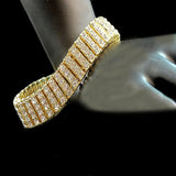 14k Yellow Gold Finish 4 Row Lab Diamond Simulated Tennis Bracelet 8.5" - FANATICS365