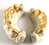 CUSTOM 10K GOLD OR 14K PLATED SILVER GOLD GRILLZ DIAMOND DUST TIP PUNCHOUT - FANATICS365