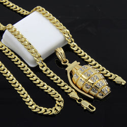 Gold Plated Iced Pendant 24