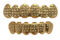 14K Gold Teeth GRILLZ Top Bottom ICED OUT CZ Set w/Box - FANATICS365