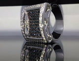 14k White GP Simulated BLACK Diamond Ring - FANATICS365