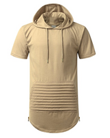 Long Length Short Sleeve Hoodie T Shirt w/ Side Zipper - FANATICS365