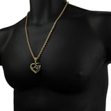 Gold tone Hip-Hop Heart MOM Cz Micro Pendant Rope 4mm 24" TCH Chain Necklace - FANATICS365