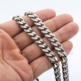 18-36'' Stainless Steel 3/5/7/9/11 mm Silver Tone Cuban Curb Chain Necklace or Bracelet - FANATICS365