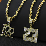14k Gold Plated #23 & Emoji 100 Cz Pendant Set Hip-Hop 24" Rope Chain - FANATICS365