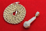Iced Out Microphone Small Pendant 24" Rope Chain - FANATICS365