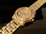 ICED OUT GOLD TONE WATCH, RING & BRACELET Bling Box - FANATICS365