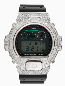 CASIO GSHOCK DW6900 ICED OUT 14K White Gold Plated Lab Diamonds 5CT BLING Watch - FANATICS365