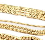 18"-30" STAINLESS STEEL 4MM-10MM 24K GOLD PLATED CUBAN LINK CHAIN NECKLACE - FANATICS365