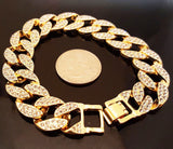 ICED OUT GOLD TONE WATCH, RING & BRACELET COMBO SET - FANATICS365