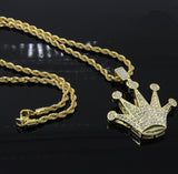 Iced Dome Crown Hip-Hop Pendant 24" Rope Chain Necklace - FANATICS365