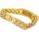 Gold PT Fully CZ Iced Out Miami Cuban Style Link Bracelet - FANATICS365