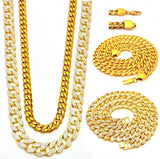 DREAM CHASER 3 CHAINS SET GOLD FINISH MIAMI CUBAN LINK NECKLACE ICED OUT - FANATICS365