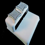 GOLD FINISH DIAMOND SIMULATE XL KITE SQUARE STUD EARRINGS - FANATICS365
