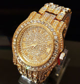 18K GOLD PLATED ICED OUT SIMULATED DIAMOND WATCH - FANATICS365