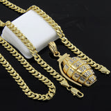 Gold Plated Iced Pendant 24" Cuban Chain Necklace - FANATICS365