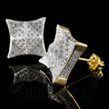 18K Gold ICED OUT AAA Lab Diamond Micropave Square Stud Earrings - FANATICS365