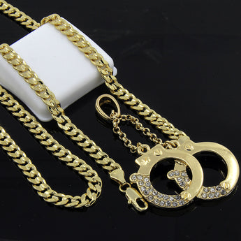 14k Gold Plated Hip-Hop Iced Cz Handcuff 24