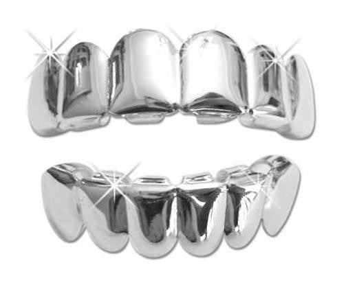 Silver Plated 6 Tooth Grillz Grill Top & Bottom - FANATICS365