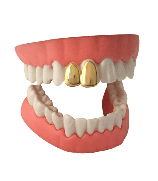 14K GP Double Two Tooth Teeth Grillz Grill Canine Cap - FANATICS365