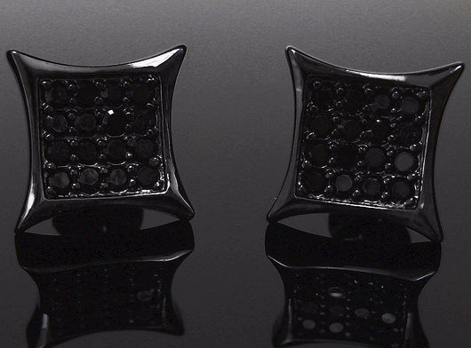 14K BLACK GP Simulated Black Diamond Earrings - FANATICS365