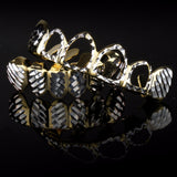 14K Gold & Silver Plated DIAMOND CUT Hollow Top and Bottom Teeth GRILLZ - FANATICS365