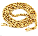 14K Yellow GP 4mm Rope Chain 24" - FANATICS365
