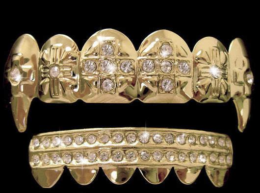 Iced Out 14K GP Fang GRILLZ w/Extra Molds and Box - FANATICS365