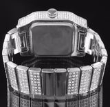 Iced Out Watch & Earrings Set Simulated Diamond Silver Tone - FANATICS365