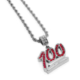 ICED OUT EMOJI 100 PENDANT w/ 4mm 24" ROPE CHAIN - FANATICS365