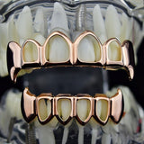 14k Rose Gold Plated Fang Grillz Four Open Face Teeth Set - FANATICS365