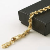 Mens 14K Yellow Gold Plated 8in Rope Link Bracelet 4 MM - FANATICS365