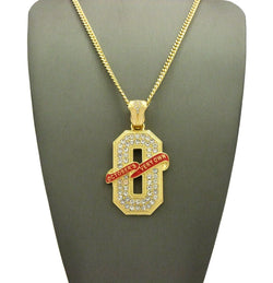 ICED OUT GOLD PT OVO 'O' PENDANT & 24
