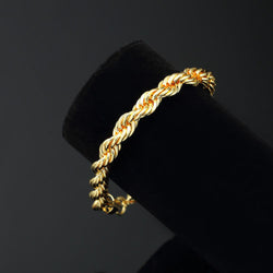 Mens 14K Yellow Gold Plated 8in Rope Link Bracelet 4 MM - FANATICS365