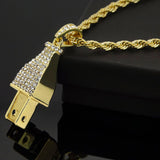14K Yellow GP Iced Out Electric Plug 4 mm Rope Chain Necklace - FANATICS365