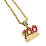 ICED OUT EMOJI 100 PENDANT w/ 4mm 24" ROPE CHAIN - FANATICS365