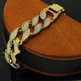 Sand Blast Bracelet Cuban Chain Link 14k Gold Plated 18MM Wide 8.5" - FANATICS365