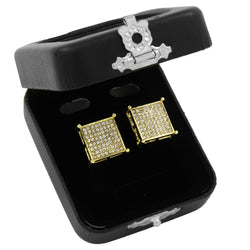 Iced Out Small Square Flat Screen Block Screw Back Stud Earrings - FANATICS365