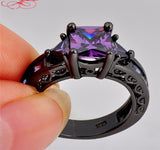 Amethyst Black Gold Filled Ring - FANATICS365