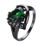 Emerald Heart Black Gold Filled Ring - FANATICS365