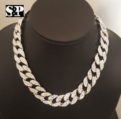 Quavo Choker Silver Finish ICED OUT 15MM 16