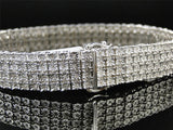 White Gold Finish 4 Row Real Genuine Diamond 13 MM Bracelet Bangle 8.5 Inch - FANATICS365