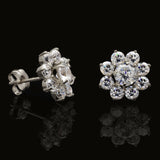 1.5Ct Created Round Diamonds 2 in 1 Flower Jacket Stud Earrings 14K White Gold - FANATICS365