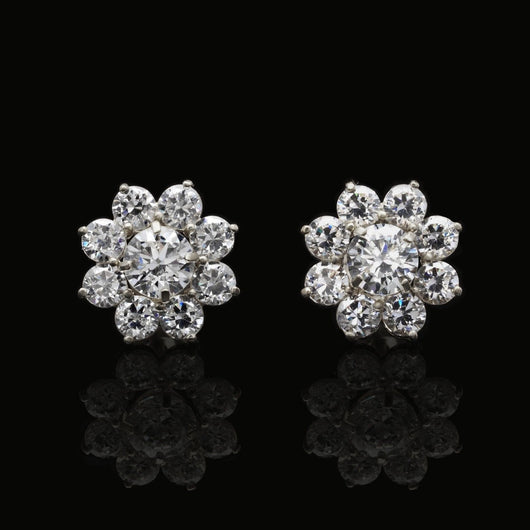 1.5Ct Created Round Diamonds 2 in 1 Flower Jacket Stud Earrings 14K White Gold - FANATICS365