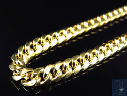 Hollow 10K Yellow Gold Miami Cuban Link Italian Chain Necklace 24-38 ins 5.5MM - FANATICS365