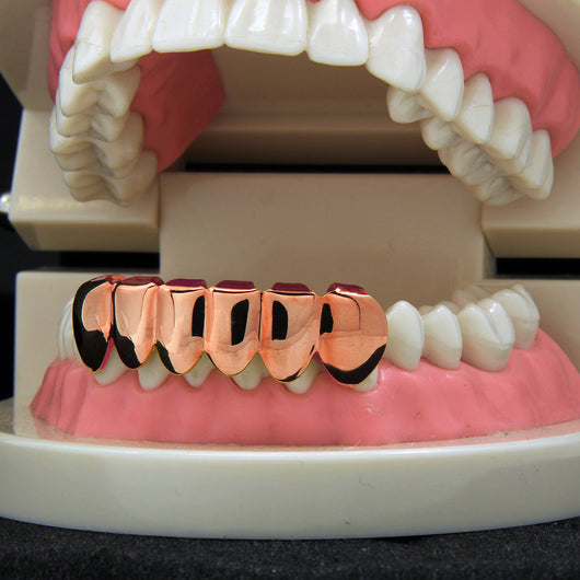14K ROSE GOLD PLATED 6 TOOTH BOTTOM GRILLZ - FANATICS365
