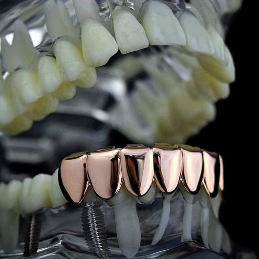 14K ROSE GOLD PLATED 8 TOOTH BOTTOM GRILLZ - FANATICS365