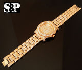 Iced out Rose Gold Techno Pave Bling Watch - FANATICS365